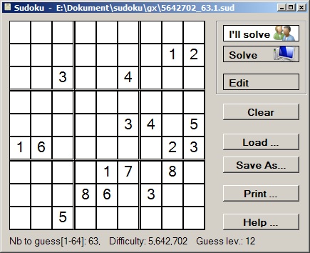 Sudoku: screen dump